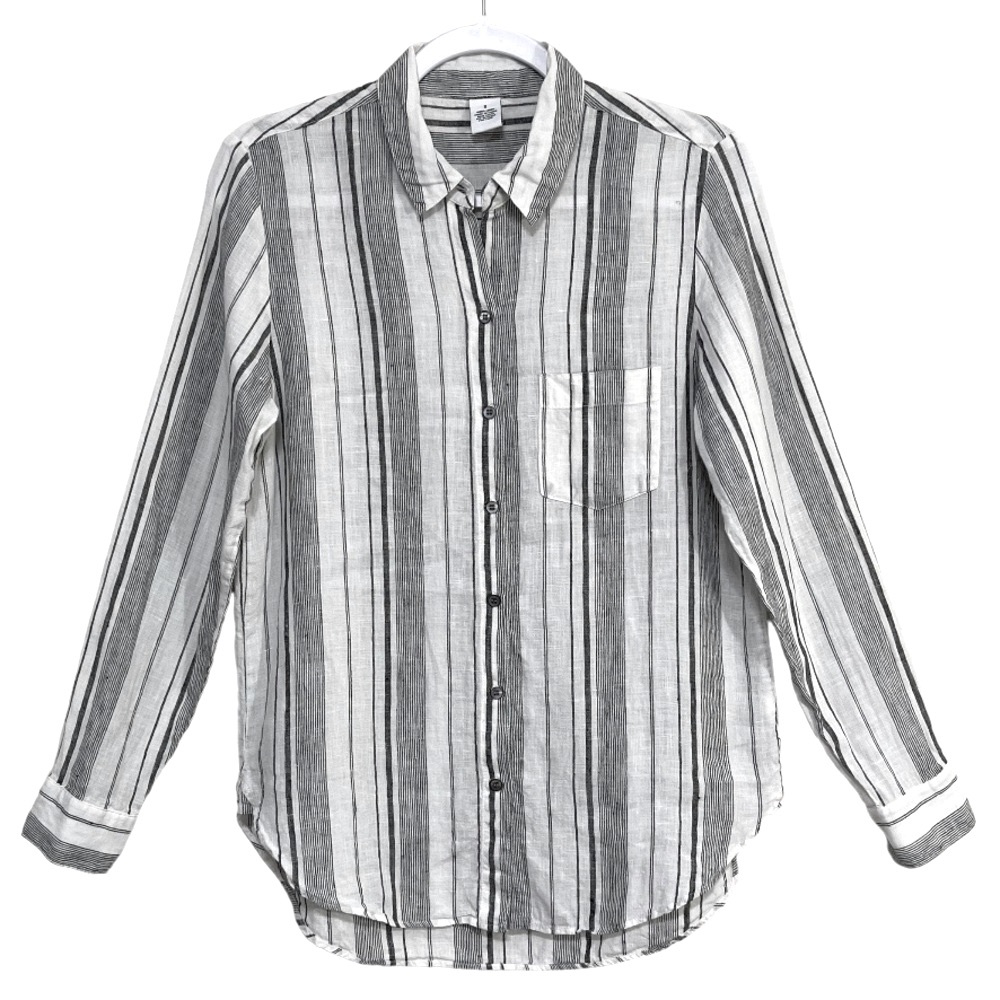 Republic Clothing 100% Linen Button Up Shirt Striped Coastal Preppy Spring  Sz S